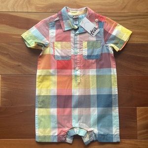 NWT Tea Collection Rainbow Plaid Romper Playsuit 18-24m 2T